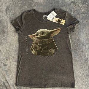 Capped sleeve t-shirt - Grey, Medium - Grogu (Baby Yoda) Star Wars Mandalorian